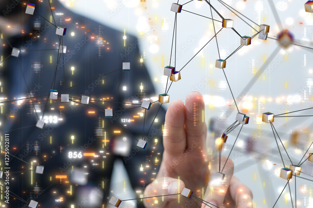 Aufkleber neural network 3d illustration. big data and cybersecurity