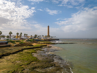 Faro de Chipiona en Punta Perro, Cadiz, Andalucia, España