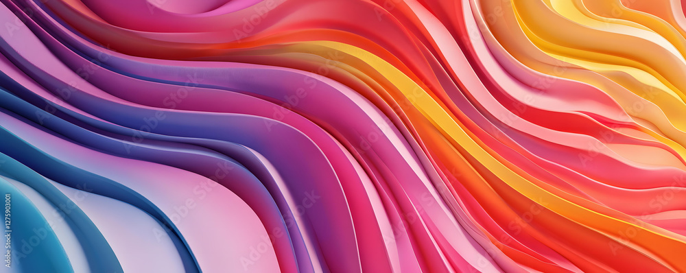 Poster abstract colorful waves of vibrant hues and smooth curves in a dynamic composition