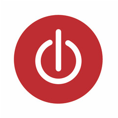 power button icon on red background