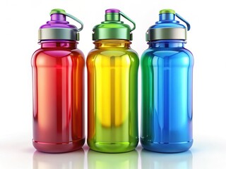 Vibrant water bottles, showcasing fitness-focused designs.