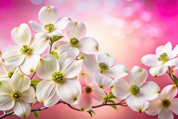White Dogwood Flower on Barbiecore Gradient Backdrop for Cosmetic Advertising