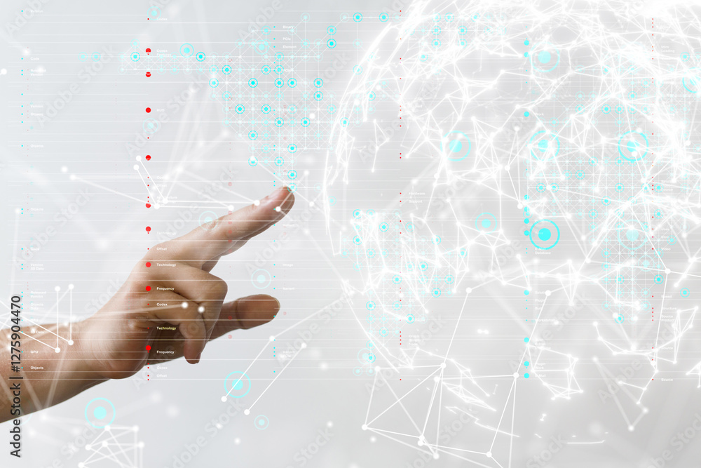 Poster neural network 3d illustration. big data and cybersecurity