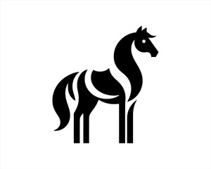 Horse logo design icon symbol vector illustration. Full body horse. Animal logo. Black color horse icon logo vector template. Horsepower