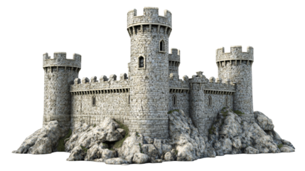 Castle Fortress Building Architecture PNG Isolated Transparent White Background Stock Object Photo Download