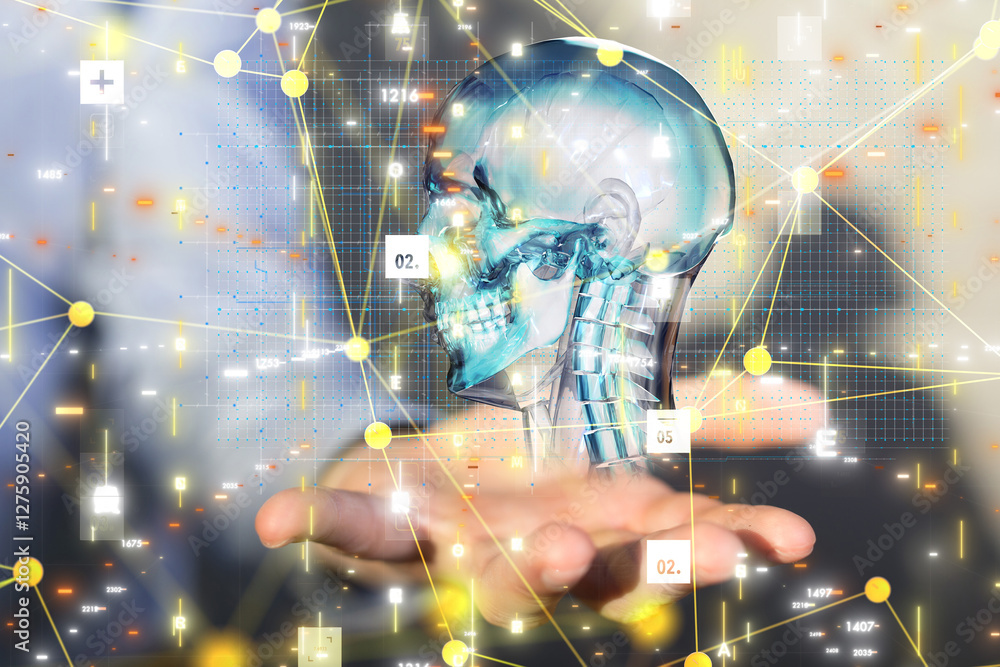 Poster digital medical futuristic interface 3d rendering