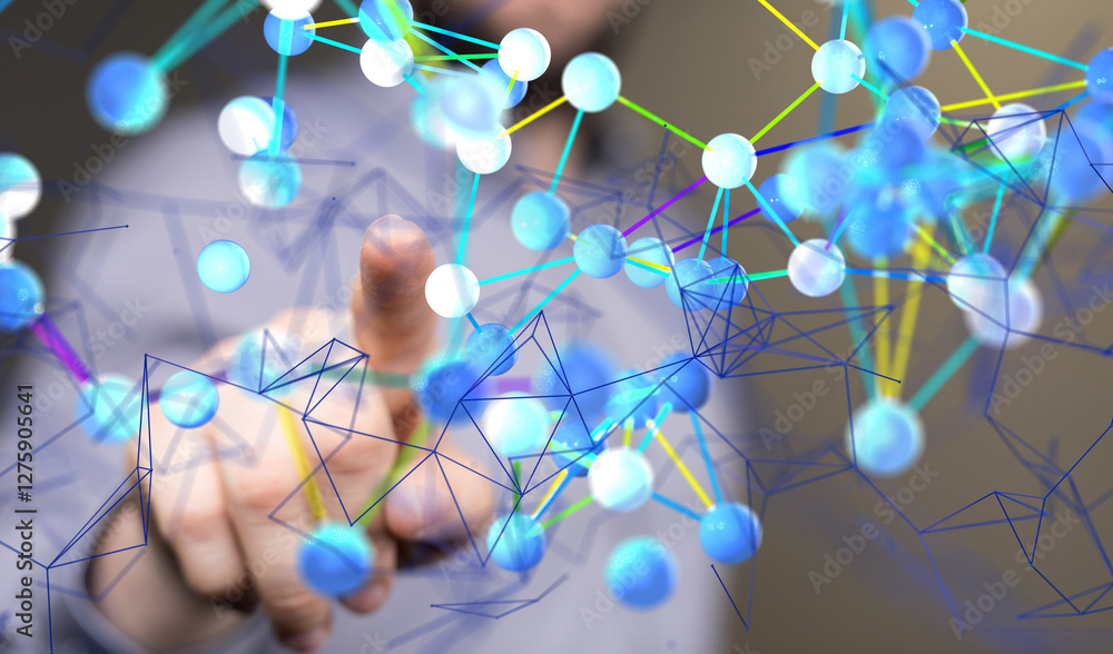 Aufkleber conference Digital Network and data concept 3d - neural network exposure digital