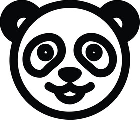 Happy cute smile panda head face nose silhouette icon vector illustration stock cartoon