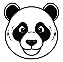 Happy cute smile panda head face nose silhouette icon vector illustration stock cartoon