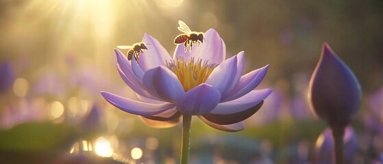 Close-up of a Purple Lotus Flower in Slow Motion