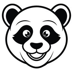 Happy cute smile panda head face nose silhouette icon vector illustration stock cartoon
