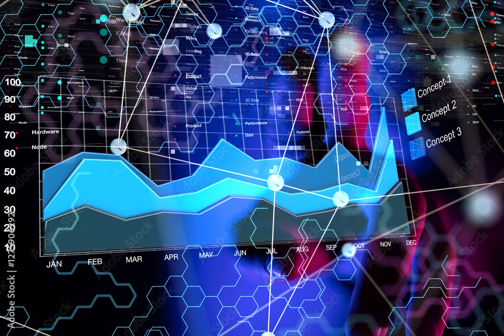 Aufkleber diagram futuristic wave, futuristic data stream