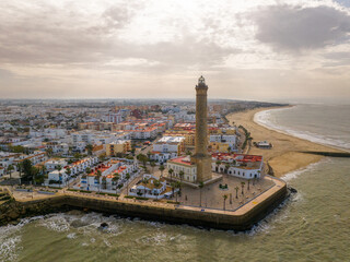 Faro de Chipiona en Punta Perro, Cadiz, Andalucia, España
