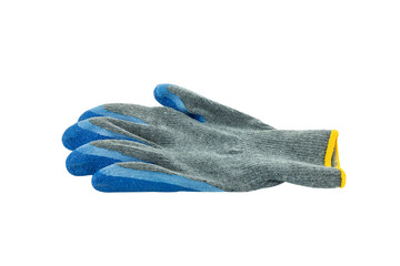 Blue work gloves isolated on a white background with clipping path, perfect for industrial, safety, or labor-themed projects.