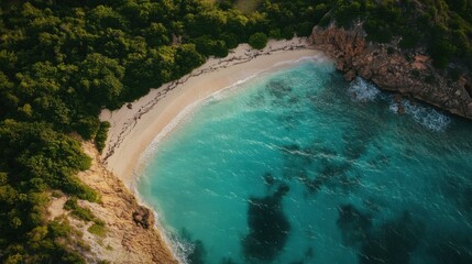 Obraz premium Anguilla Beach Landscape: Happy Bay with Blue Waters and Green Forest