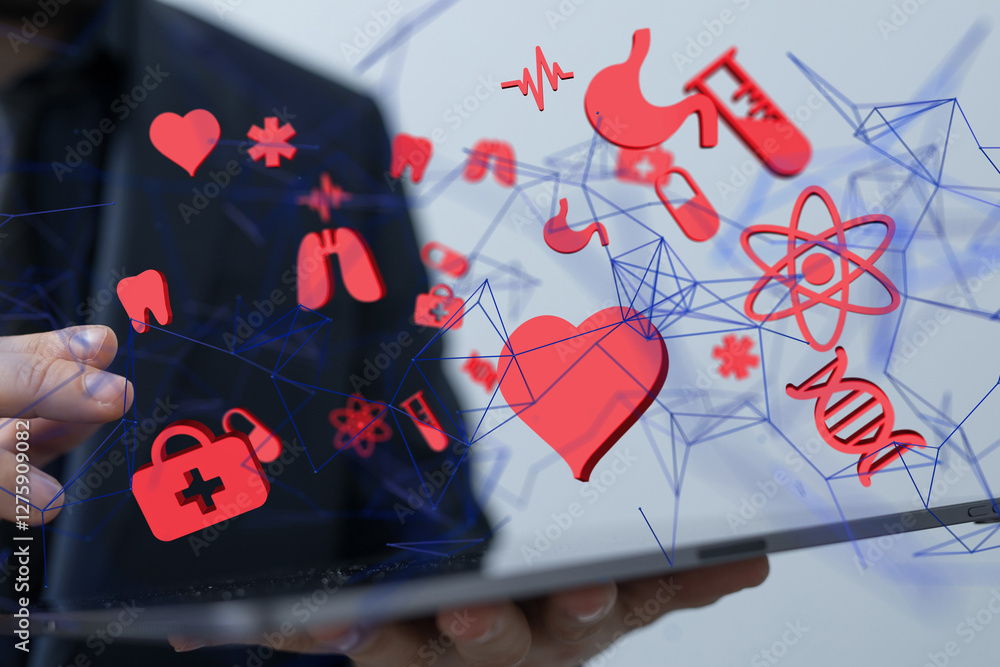 Aufkleber ui icon medical in hospital with medical technology network concept - neural network exposure digita