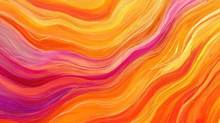Vibrant Hues: An Abstract Masterpiece of Orange and Pink Waves