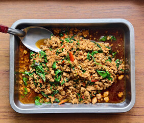 Stir-fried minced pork with basil. A delicious and healthy meal