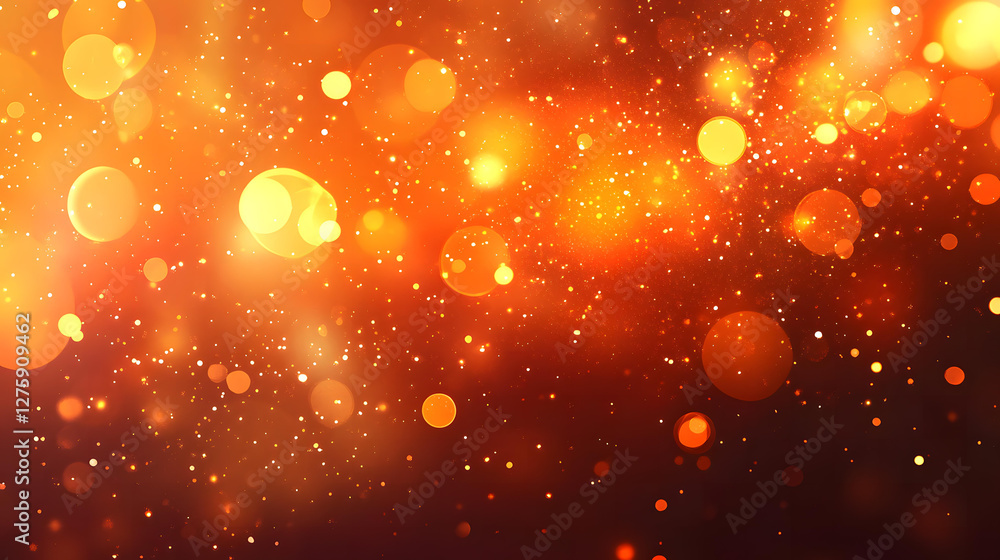 Aufkleber abstract background of orange and golden bokeh lights with sparkling dust particles