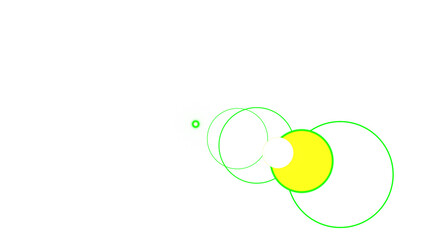 Abstract design with concentric circles of bright yellow and glowing green lines on a black background.