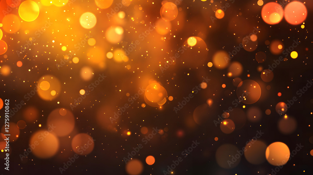 Aufkleber abstract golden bokeh background with sparkling lights and glowing particles