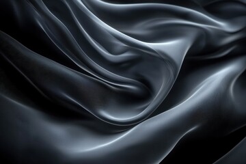 Fototapeta premium Elegant Flowing Black Fabric Texture for Background or Design Use