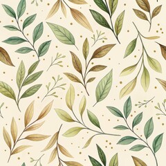 Watercolor Leaf Pattern on Light Background