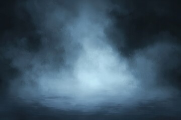 Mysterious Foggy Landscape with Dark Clouds and Soft Light Effect
