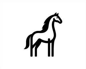 Horse logo design icon symbol vector illustration. Full body horse. Animal logo. Black color horse icon logo vector template. Horsepower