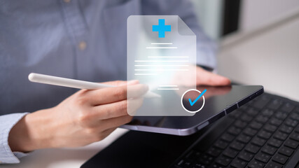 Professional healthcare worker doctor physician medical certificate report concept