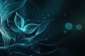 Elegant Abstract Design with Butterfly and Flowing Petals in Dark Tones