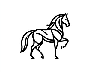 outline Horse logo design icon symbol vector illustration. Full body horse. Horsepower Animal logo
