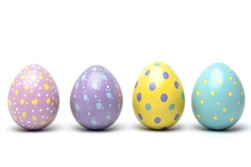 Fototapeta premium pastel easter eggs in a row on white background