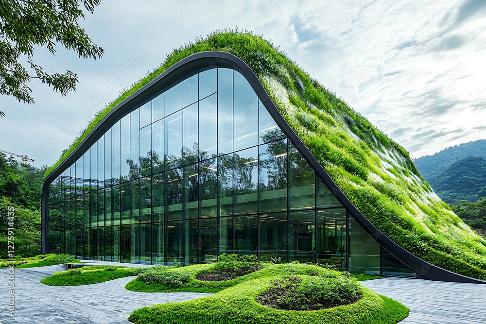 Aufkleber high-tech sustainable architecture for corporate office design showcasing modern aesthetics and inno