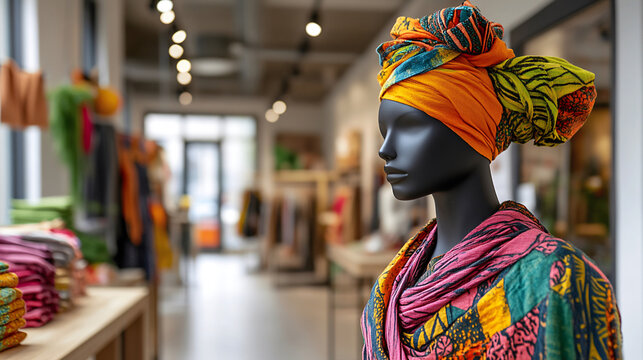 Mannequin in second hand boutique showcasing sustainable textiles