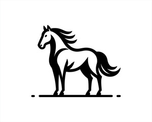 Horse logo design icon symbol vector illustration. Full body horse. Animal logo. Black color horse icon logo vector template. Horsepower