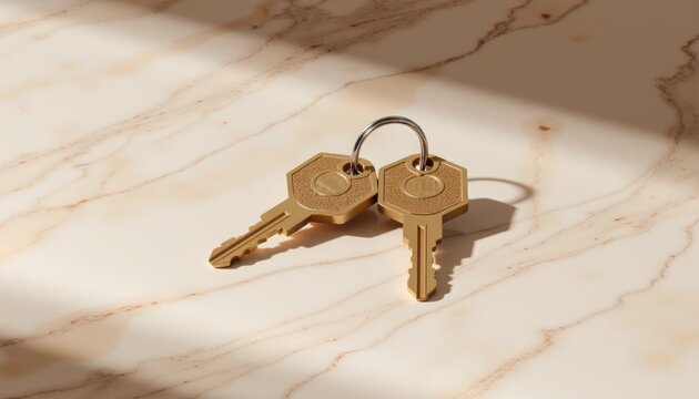 House keys on a marble surface, elegant real estate concept