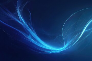 Abstract Blue Wave Motion with Light Trails in Dark Background