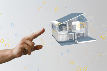 home choice Big data and artificial intelligence concept. Machine learning and cyber mind...