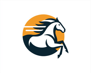 Obraz premium Horse head logo design icon symbol vector illustration. 