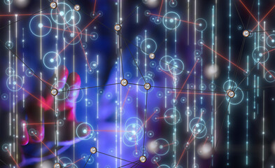 Neural network 3D illustration. Big data and cybersecurity