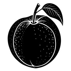 peach black silhouette vector, Simple silhouette Design vector icon with white background. Fruit silhouette vector