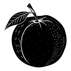 peach black silhouette vector, Simple silhouette Design vector icon with white background. Fruit silhouette vector