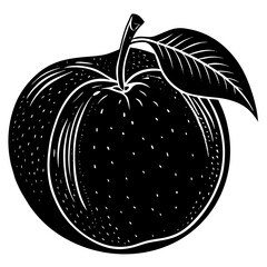 peach black silhouette vector, Simple silhouette Design vector icon with white background. Fruit silhouette vector
