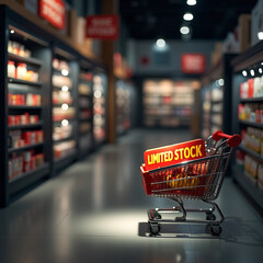 Shopping Cart Limited Stock Shortage Retail Scarcity Urgency Marketing Sales Promotion Advertisement