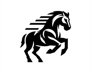 Horse logo design icon symbol vector illustration. Full body horse. Animal logo. Black color horse icon logo vector template. Horsepower