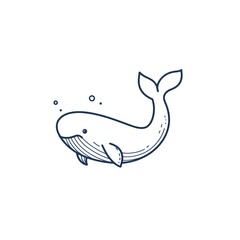 Fototapeta premium Minimalist Whale Line Art: Ocean's Gentle Giant