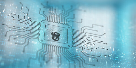 AI Transforming Industries Illustrated on a Processor.