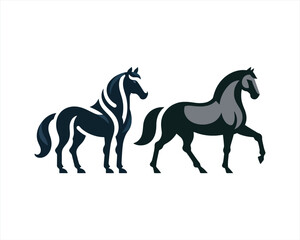 Horse logo design icon symbol vector illustration. Full body horse. Animal logo. Black color horse icon logo vector template. Horsepower