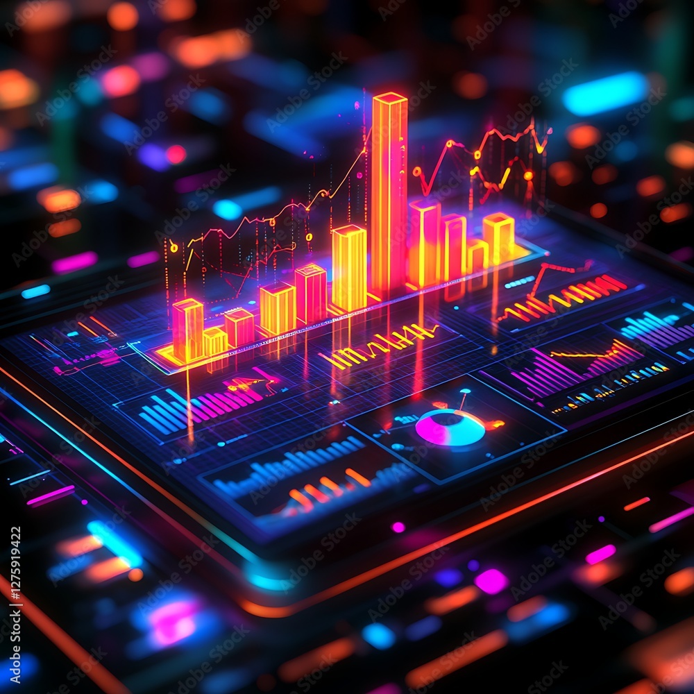 Aufkleber a vibrant 3d business chart illustration, showcasing emerging trends and insights for professional u